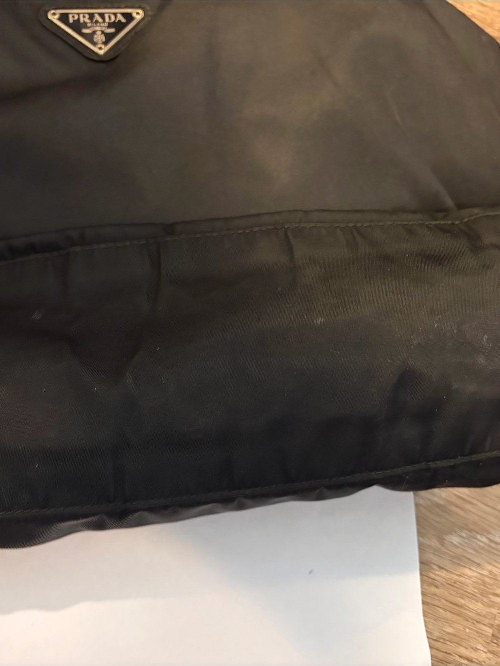 Prada Black Nylon Shoulder Tote with Triangle Logo Plaque - Picture 2 of 5